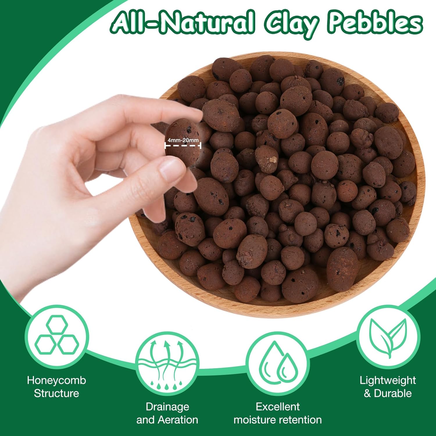 LECA – Guijarros de arcilla expandida orgánica de 5 libras, suministros hidropónicos de orquídea acuapónica para plantas de jardín de interiores y