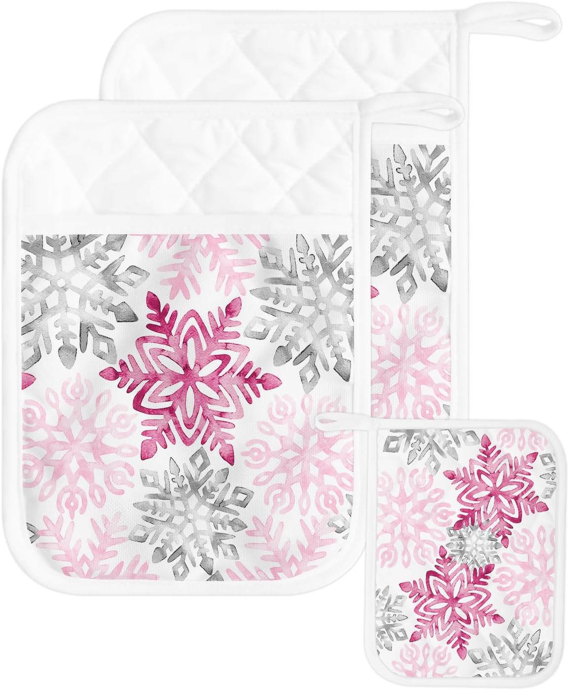 Juego de 2 soportes para ollas de Navidad para cocina, antideslizantes y aislantes de calor, juego de agarraderas de tela de toalla con bolsillo,