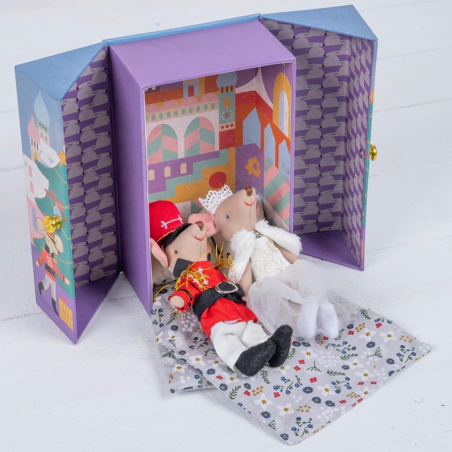LEVLOVS Ratón de Navidad en una caja de cerillas y amigos juguete regalo regalo cascanueces ratones juguete de peluche