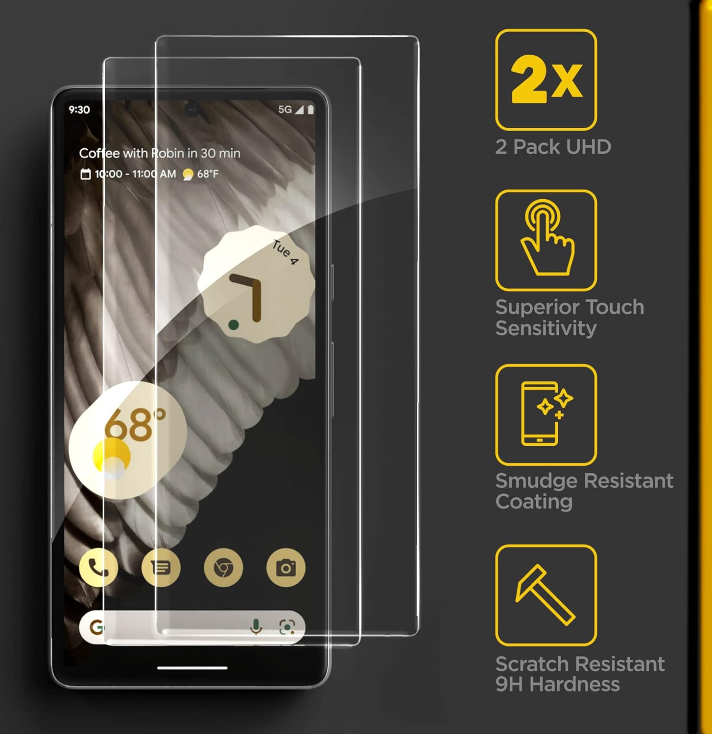 magglass Paquete de 2 protectores de pantalla para Google Pixel 7A, vidrio templado de ultra alta claridad (compatible con funda), incluye aplicador