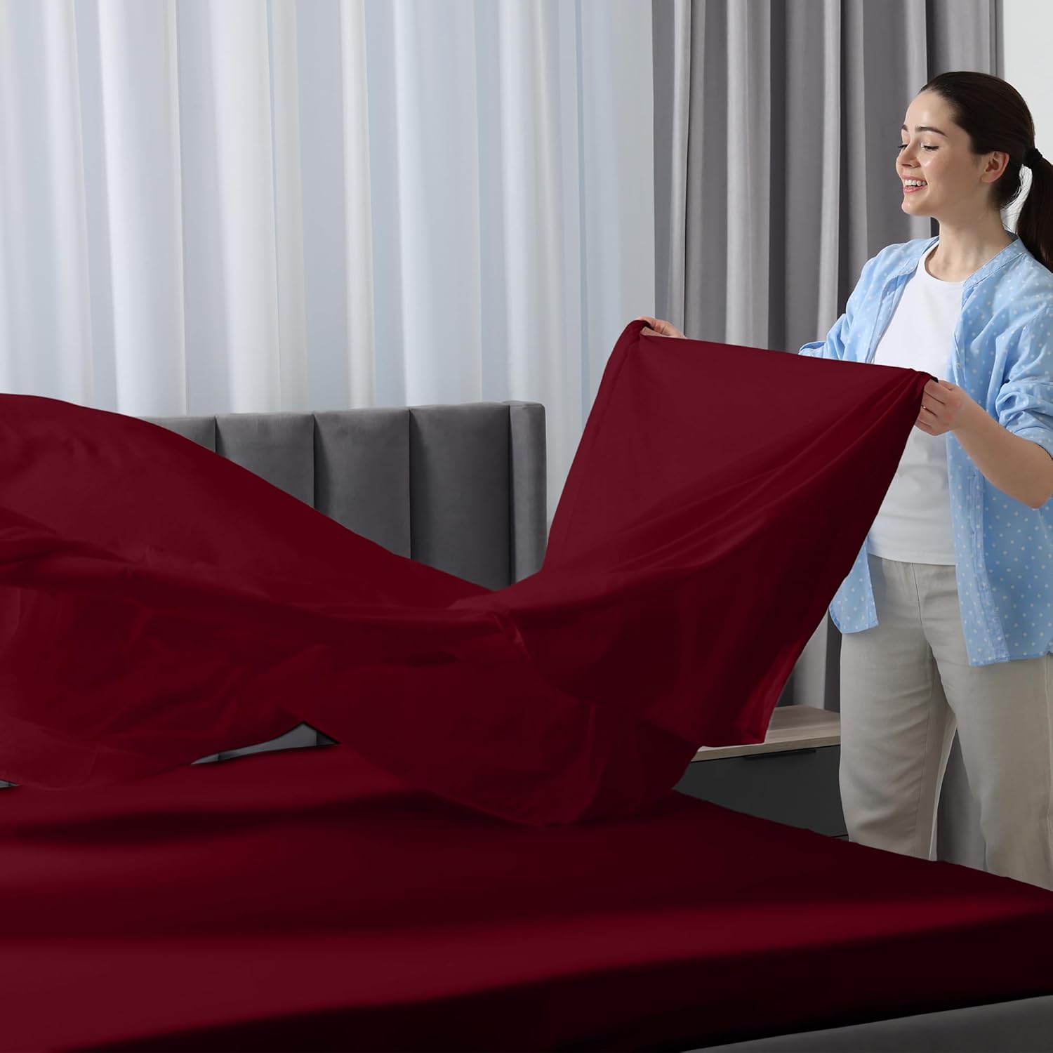 Royale Linens – Sábana encimera tamaño California King, microfibra cepillada 1800, ultrasuave, transpirable, resistente a arrugas y manchas, la