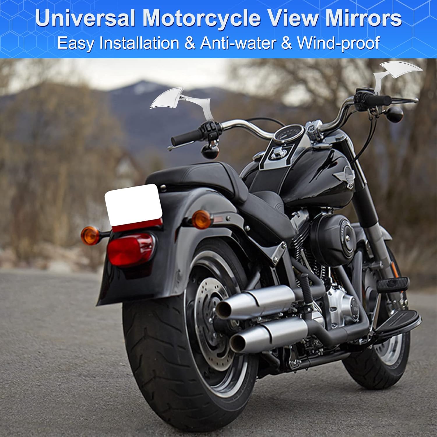 Espejo retrovisor universal de motocicleta de 80.394 in, espejo lateral con adaptador y diseño giratorio ajustable, antioxidante, impermeable, apto