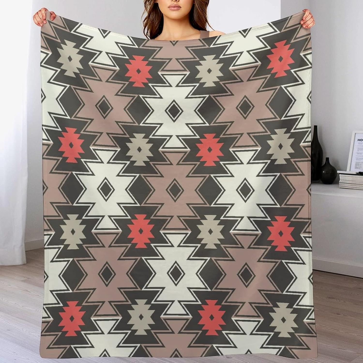 Aztec Manta bohemia, nativa americana, bohemia, étnica, tribal, a rayas, geométrica, bohemia, súper suave, manta de franela para cama y sofá