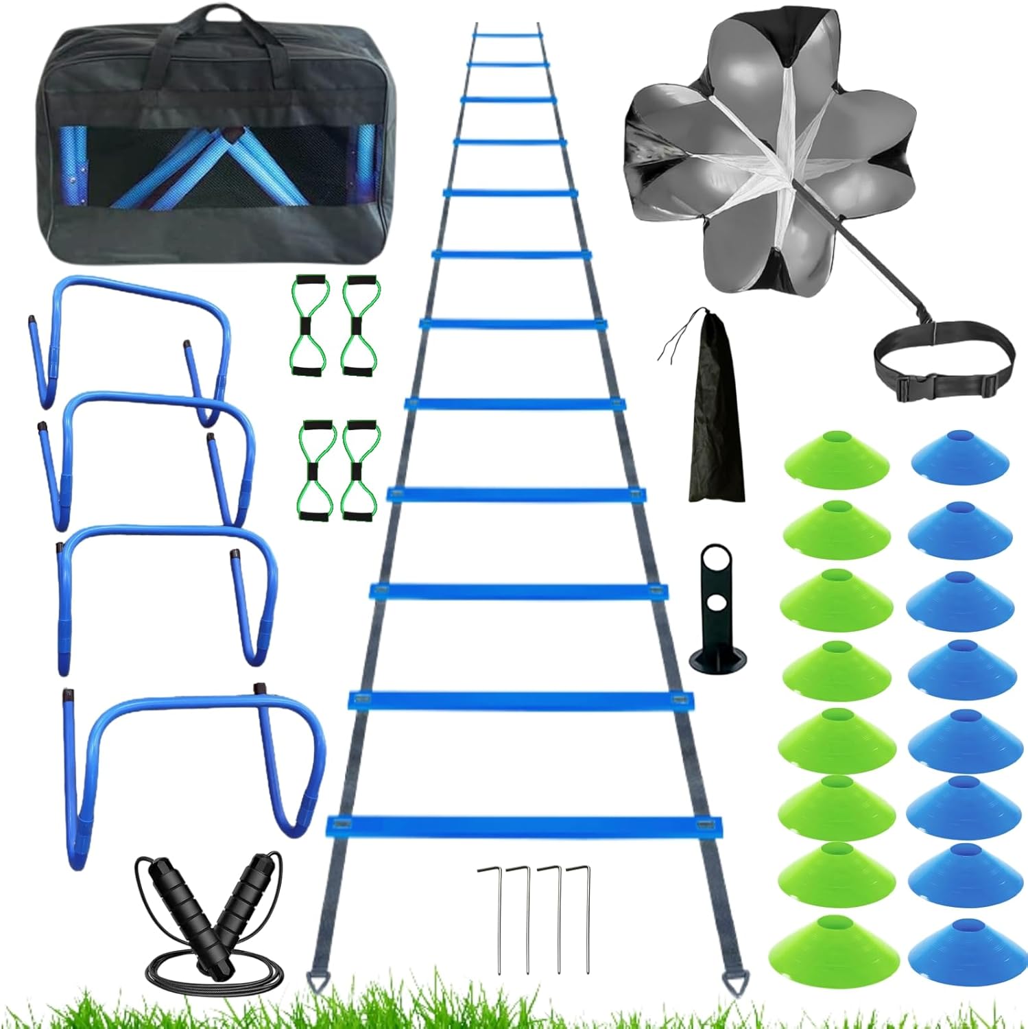 Agility Training Equipment, Kids Soccer Hurdles Agility Ladder Equipment Set Agility Training kit for Football, Soccer, Basketball Tennis,Speed
