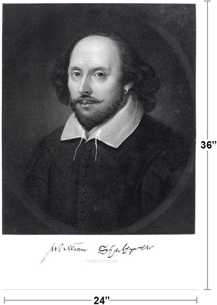William Shakespeare – Póster de retrato grabado de 1870, famoso autor, dramaturgo, escritor, foto, decoración de pared, póster artístico de 24 x 36