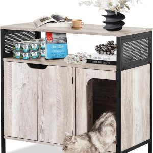 BSRGMS Caja de arena grande para gatos, muebles ocultos, muebles para gatos de interior, de madera, baño de gatos, armario de arena para gatos con BSRGMS Caja de arena grande para gatos, muebles ocultos, muebles para gatos de interior, de madera, baño de gatos, armario de arena para gatos con