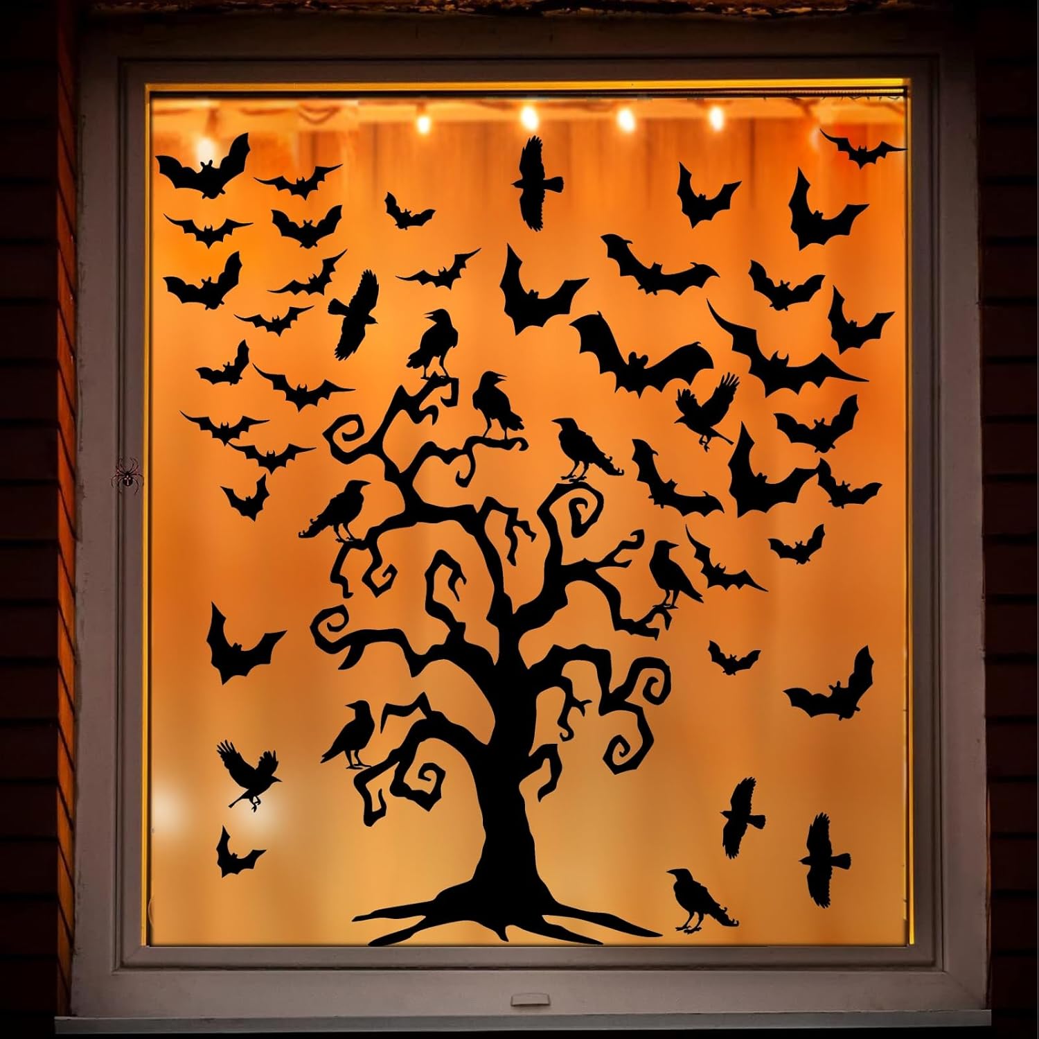 Calcomanías gigantes de Halloween para ventana, calcomanías de murciélagos para ventana de árbol de Halloween, calcomanías de decoración de pared de