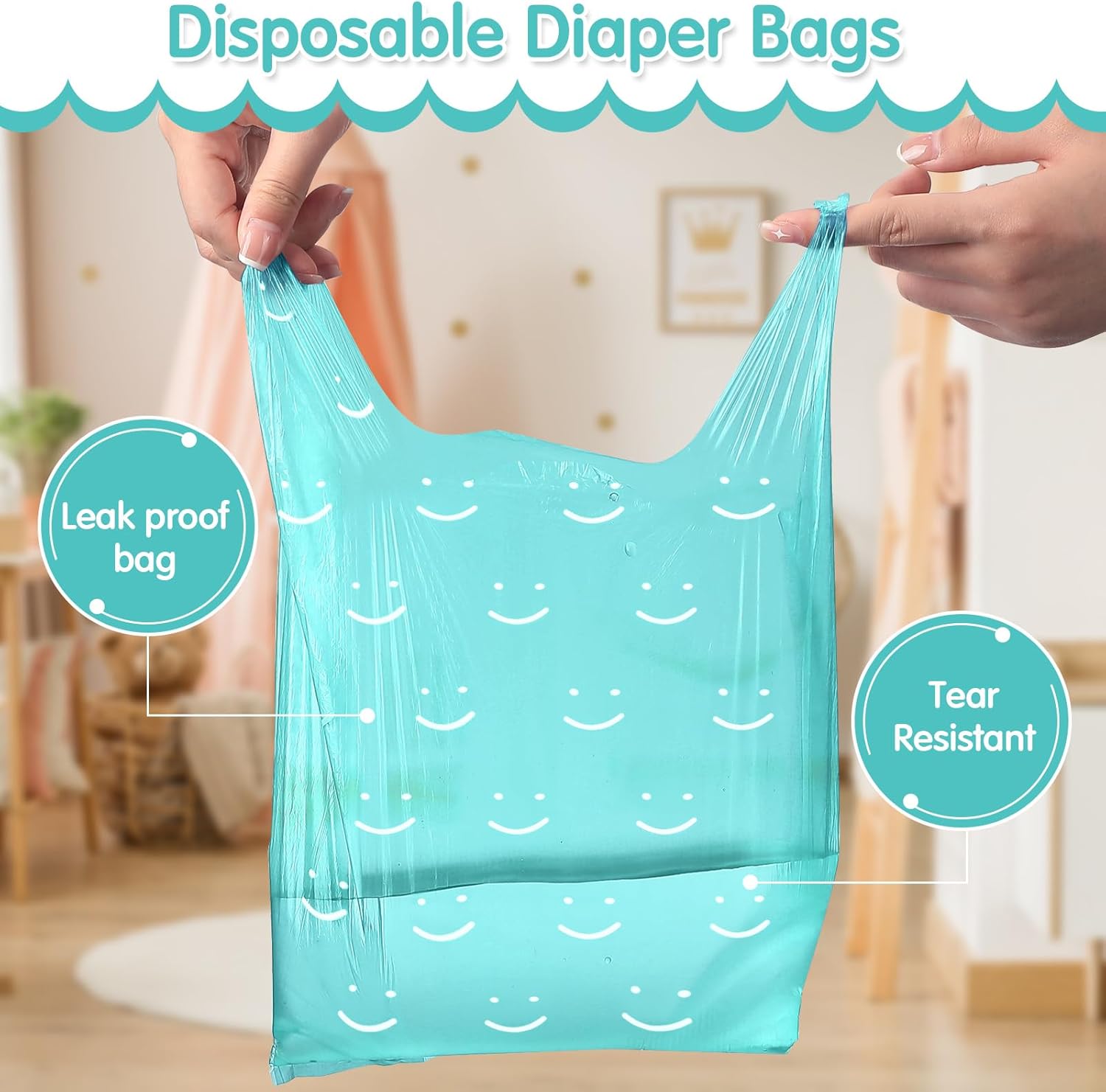 Colarr 1600 bolsas de pañales desechables para bebé, sacos de pañales perfumados para bebé con asa de corbata, bolsas de basura para pañales de