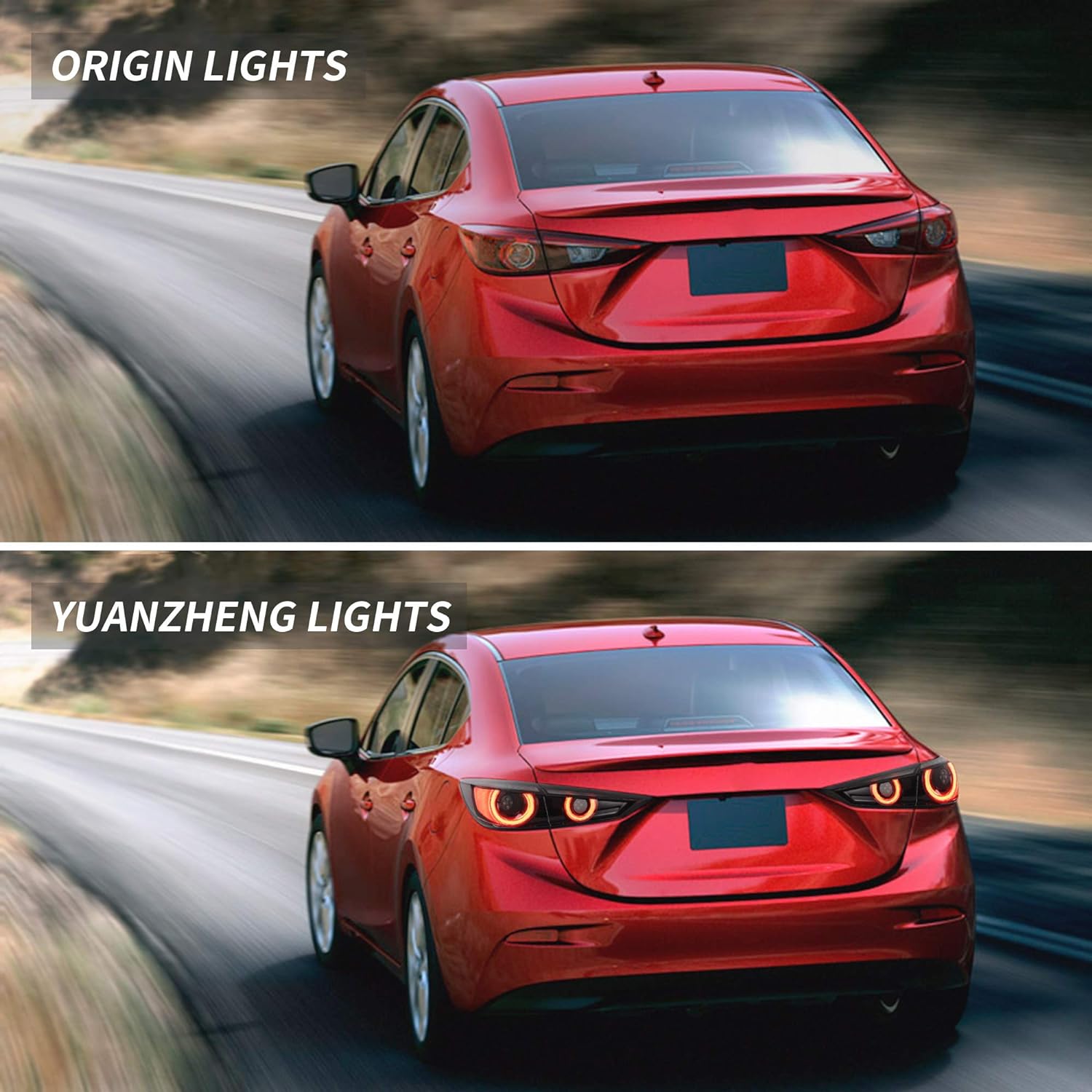 VLAND – Luces traseras LED secuenciales compatibles con Mazda 3 Axela 2014-2018, montaje de lámpara trasera LED de freno de marcha atrás, lente