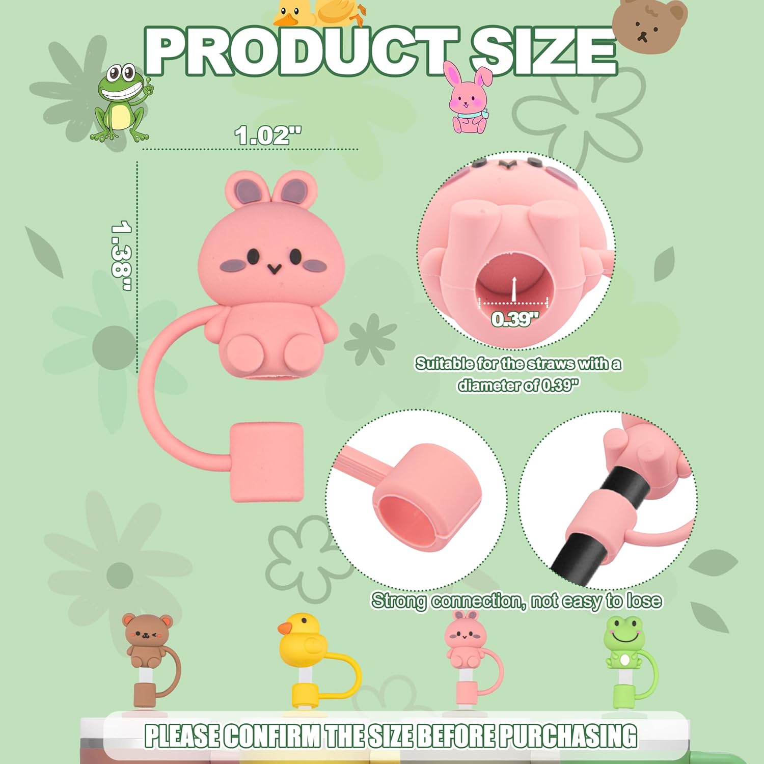 YUNAI Stanley – 4 fundas de paja para popotes reutilizables, 0.39 pulgadas de silicona linda tapa compatible con vaso Stanley de 40 onzas, diseño de