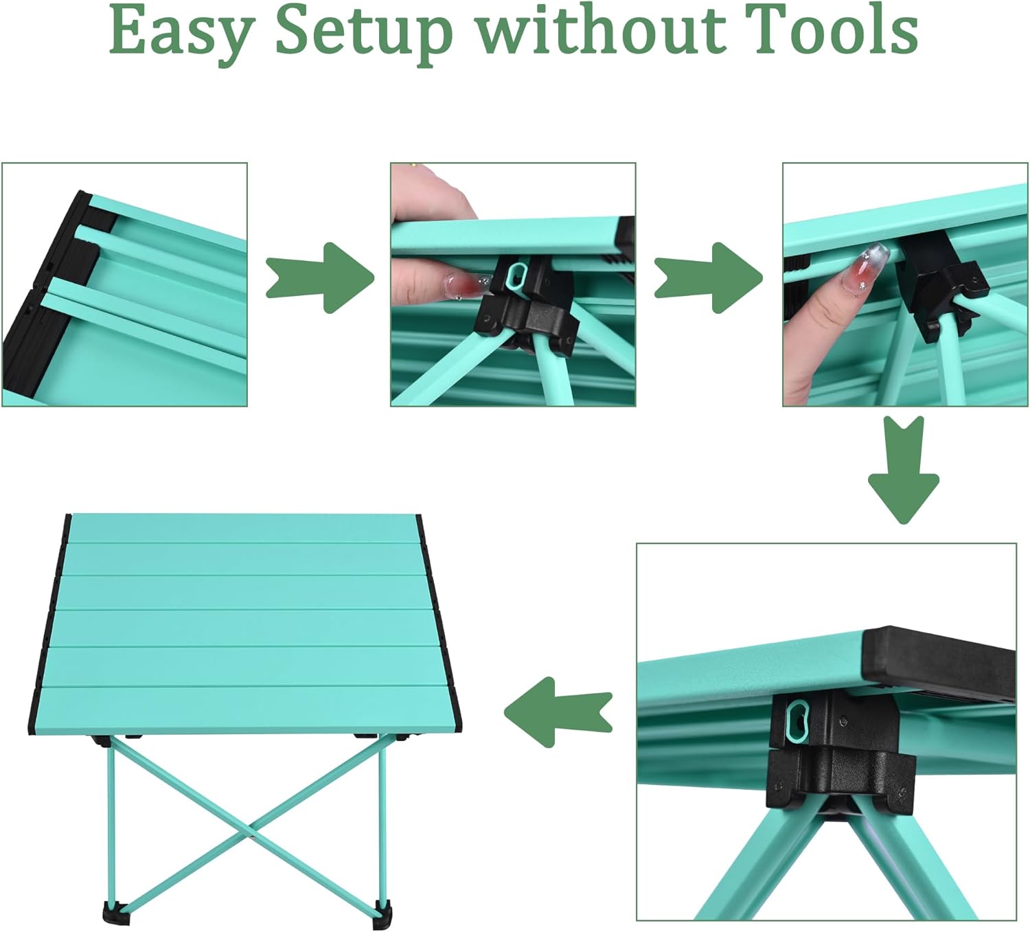Grope Mesa de camping plegable pequeña con parte superior de aluminio, mesa de playa para arena con bolsa de transporte, perfecta para exteriores,