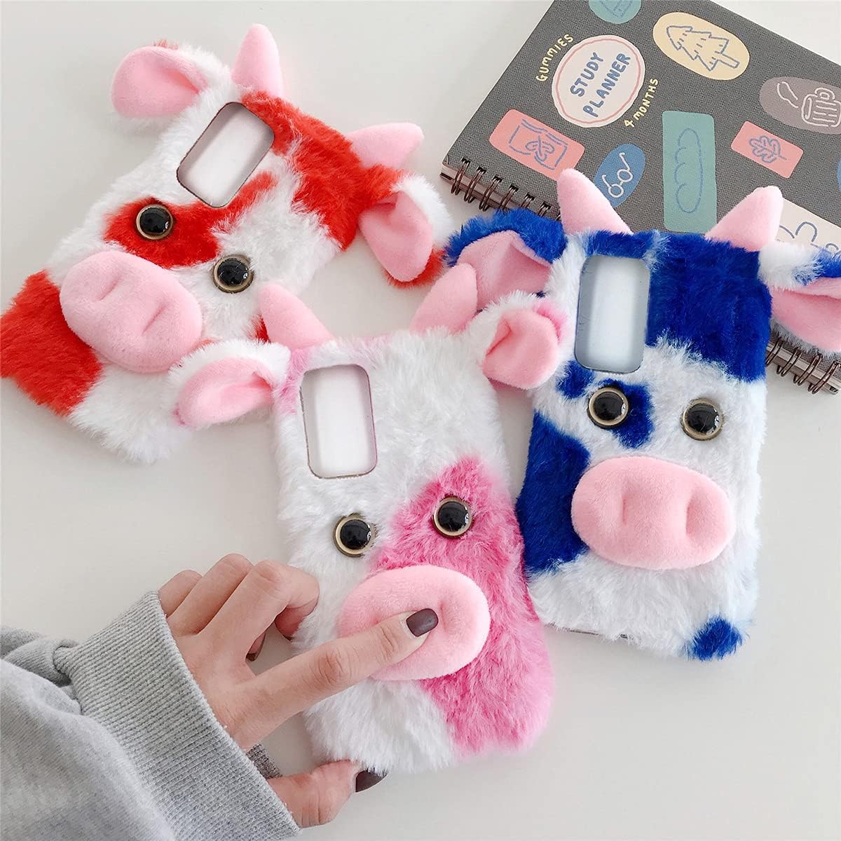 Linda funda de felpa de piel esponjosa de vaca lechera para Moto G Stylus 2021 funda protectora de animales peludos en 3D, funda protectora de pelo
