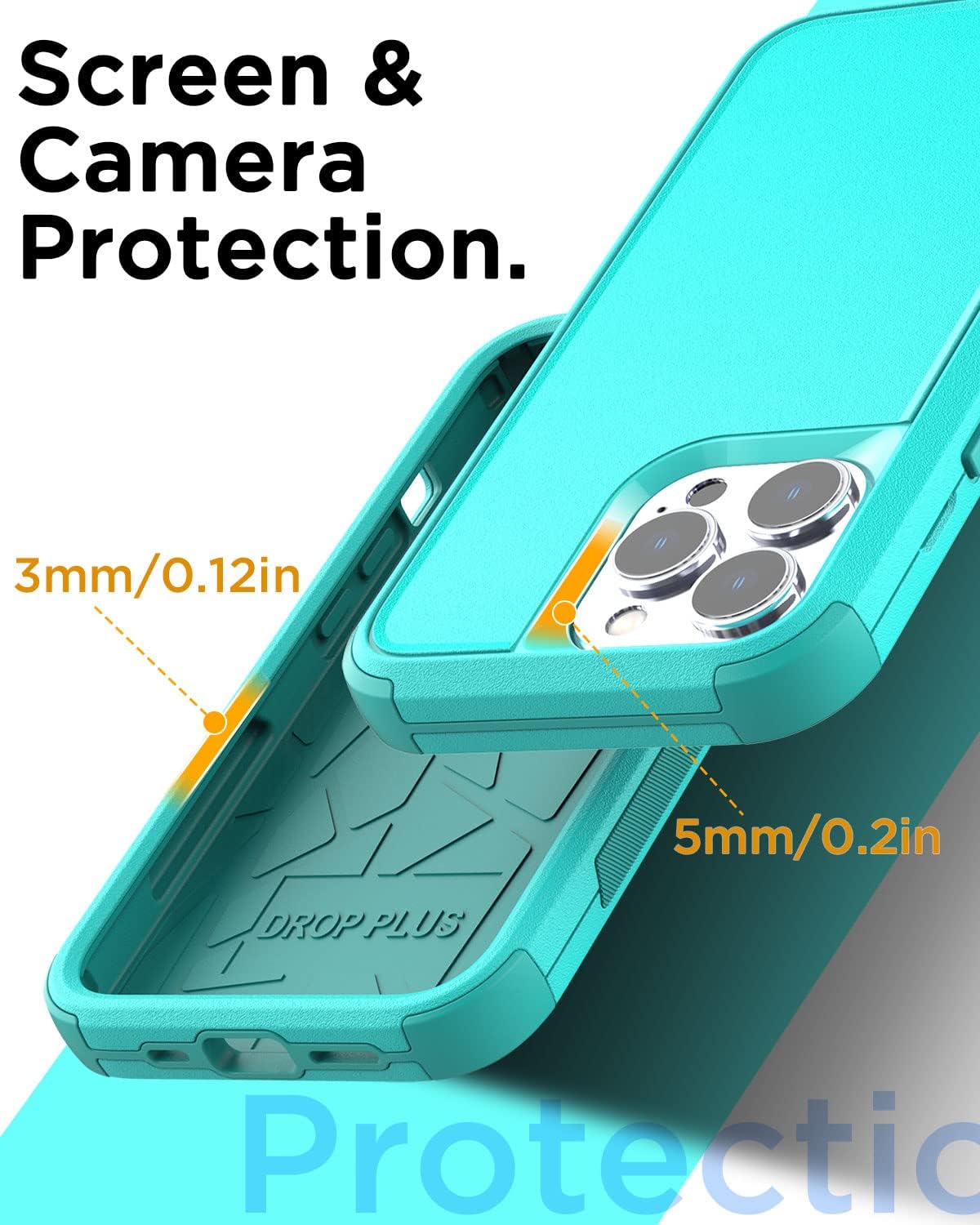 AICase Funda para iPhone 14 Pro (6.1 pulgadas), funda resistente de 3 capas resistente para teléfono, protección duradera de grado militar, a prueba