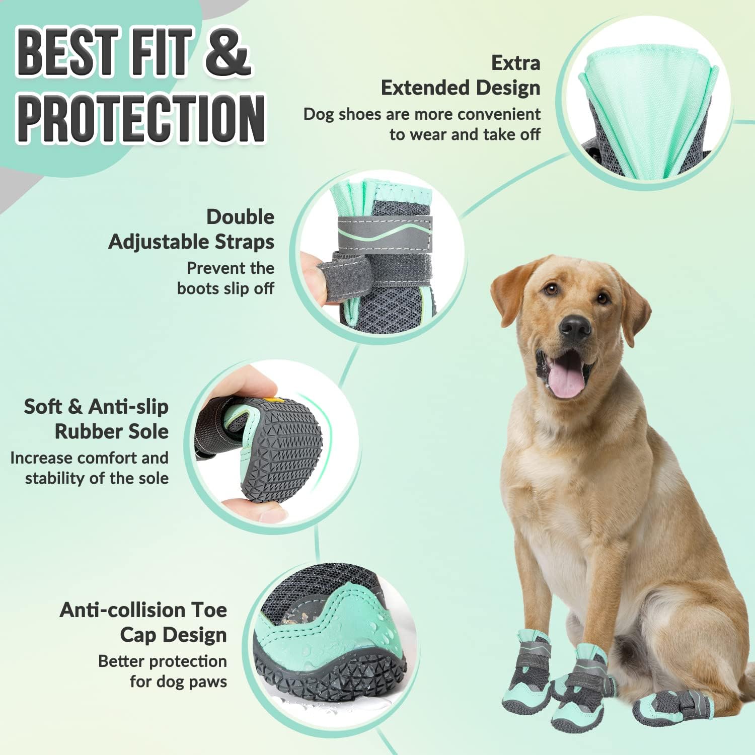 Lukovee Zapatos para perros, botas transpirables con suela de goma antideslizante para pavimento caliente, protector de patas de perro resistente al