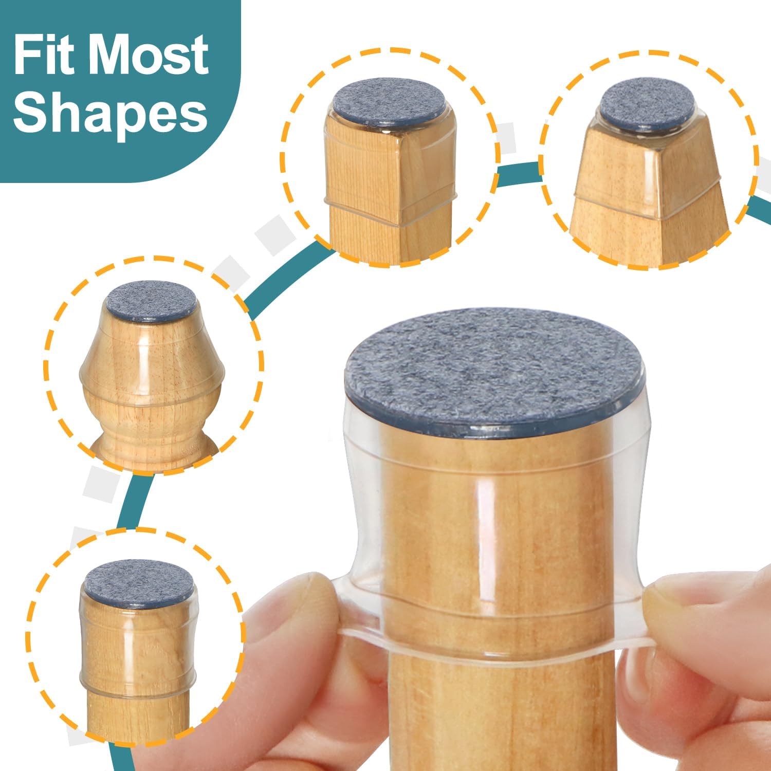 Protectores de suelo para patas de silla, 36 piezas de almohadillas de fieltro de silicona para patas de muebles, cubiertas para pisos de madera