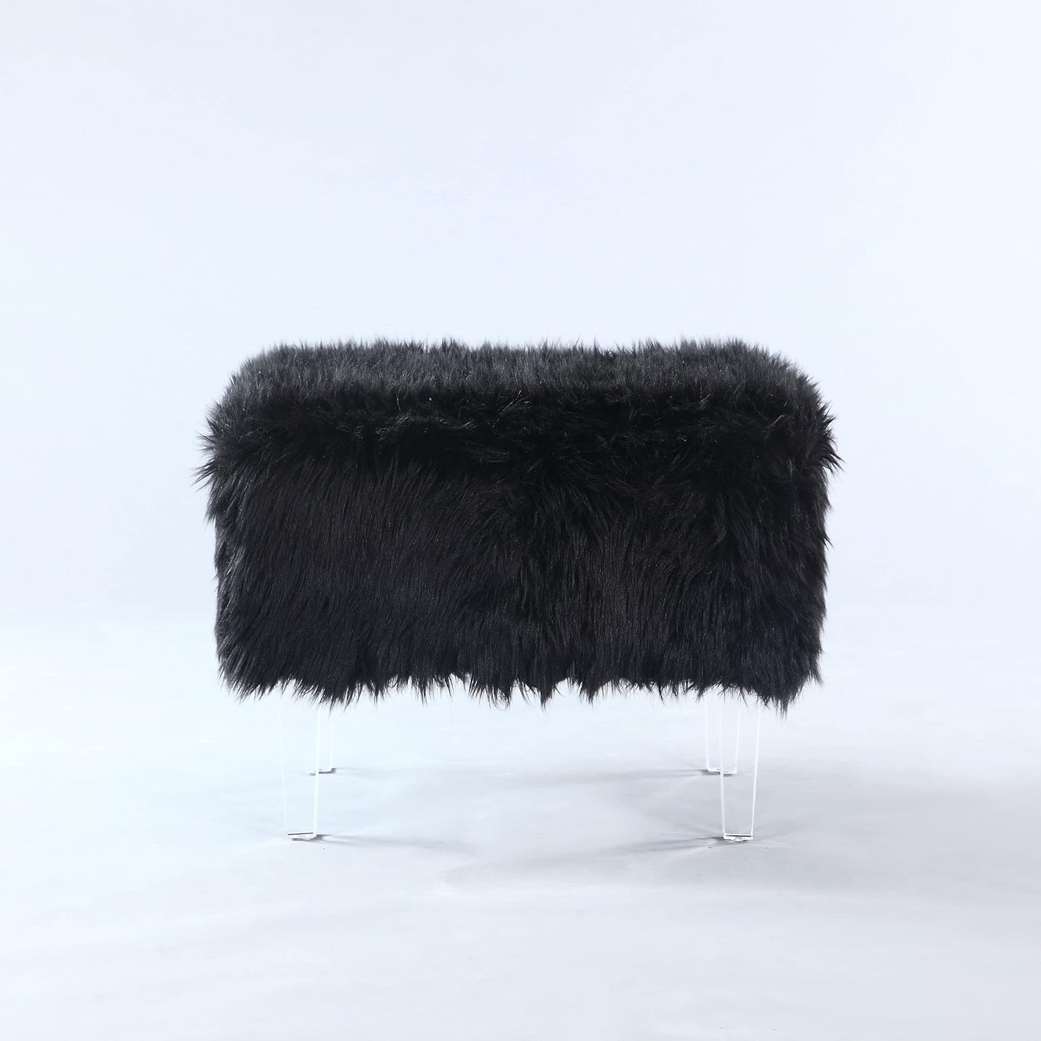 Fiorino – Otomana moderna y contemporánea de piel sintética con patas acrílicas, color negro