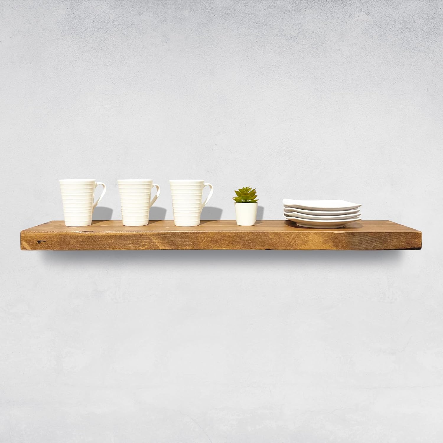 URBANDI, Estantes flotantes rústicos, juego de 2, soporte oculto, madera maciza, resistente, estantes montados en la pared, (marrón, 36 pulgadas de