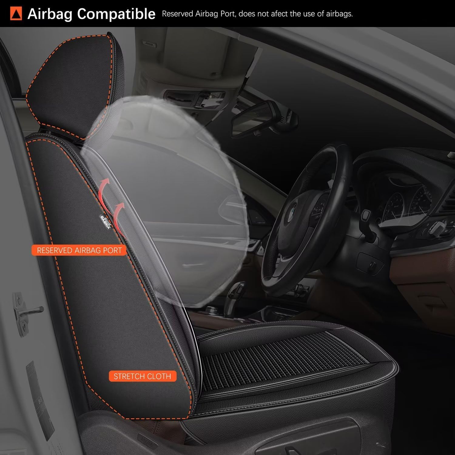2 fundas de asiento delantero de automóvil para Mazda CX30 2020-2024, de piel de seda de hielo, transpirable, impermeable, compatible con bolsa de