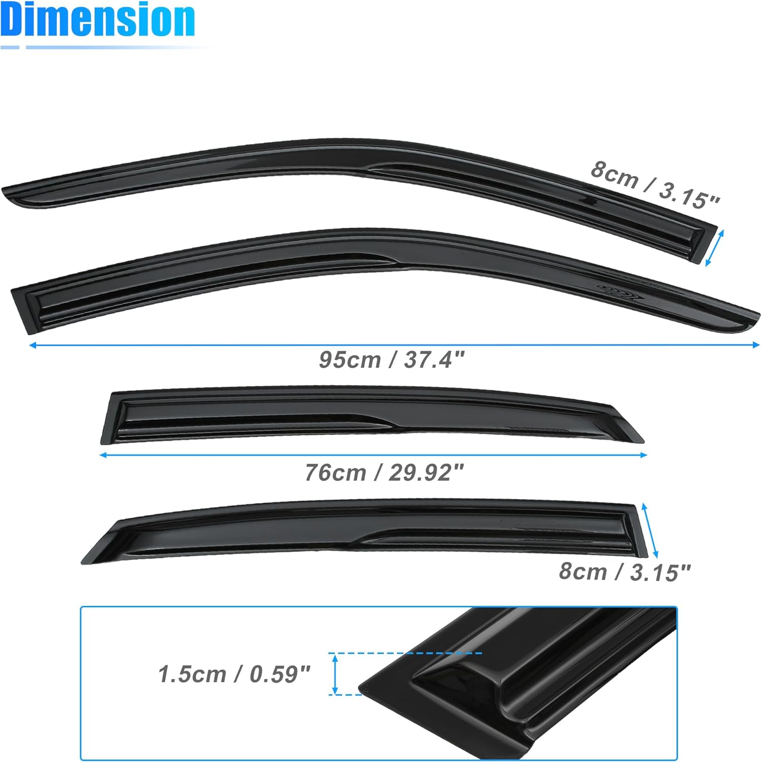 X AUTOHAUX 1 juego de viseras de ventana, protectores de lluvia, deflectores, viseras de ventana duraderas para Honda Civic 2022 2023, color negro