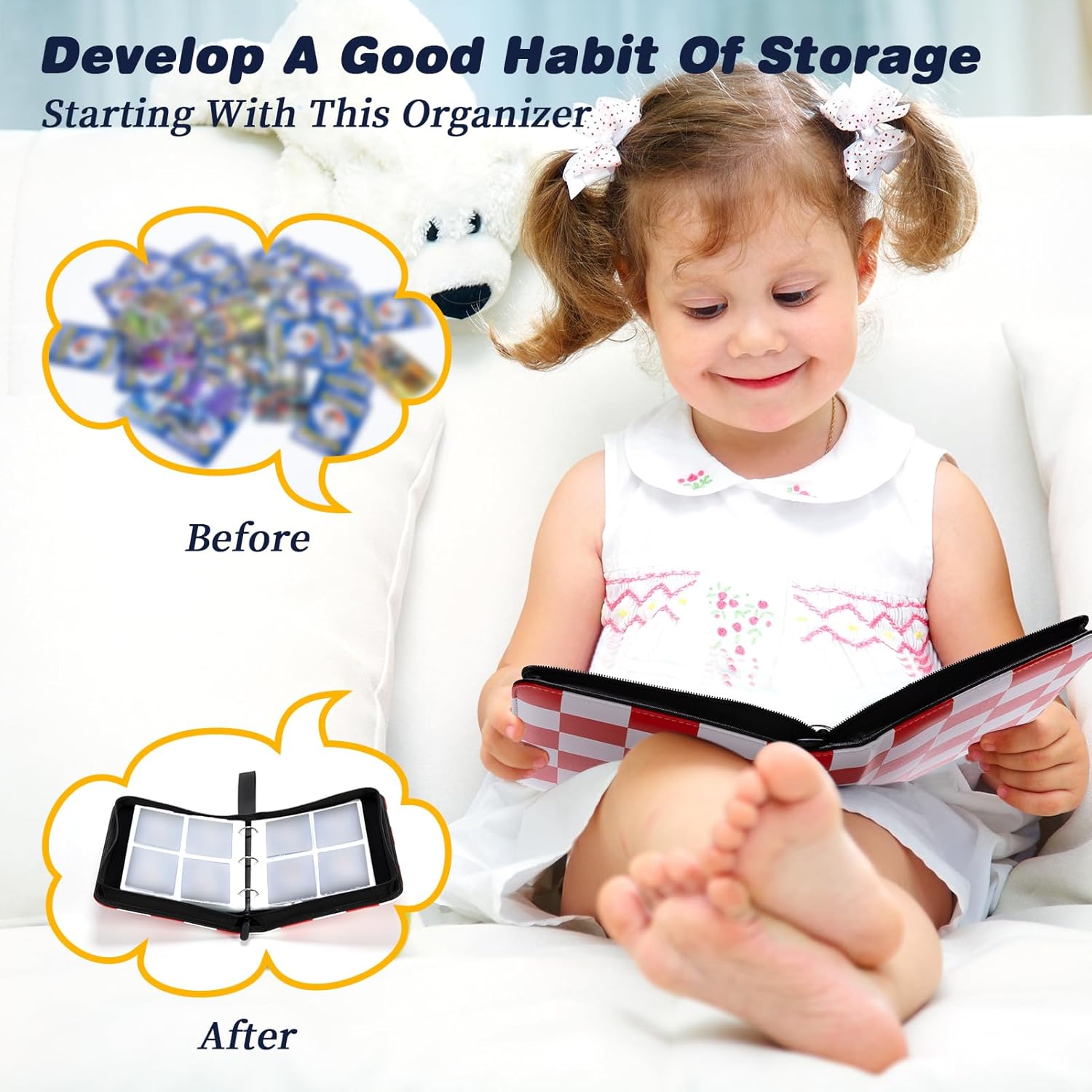 Carpeta de tarjetas para tarjetas TCG, 4 bolsillos portátil coleccionista de tarjetas con 50 fundas extraíbles, carpeta de tarjetas intercambiables,