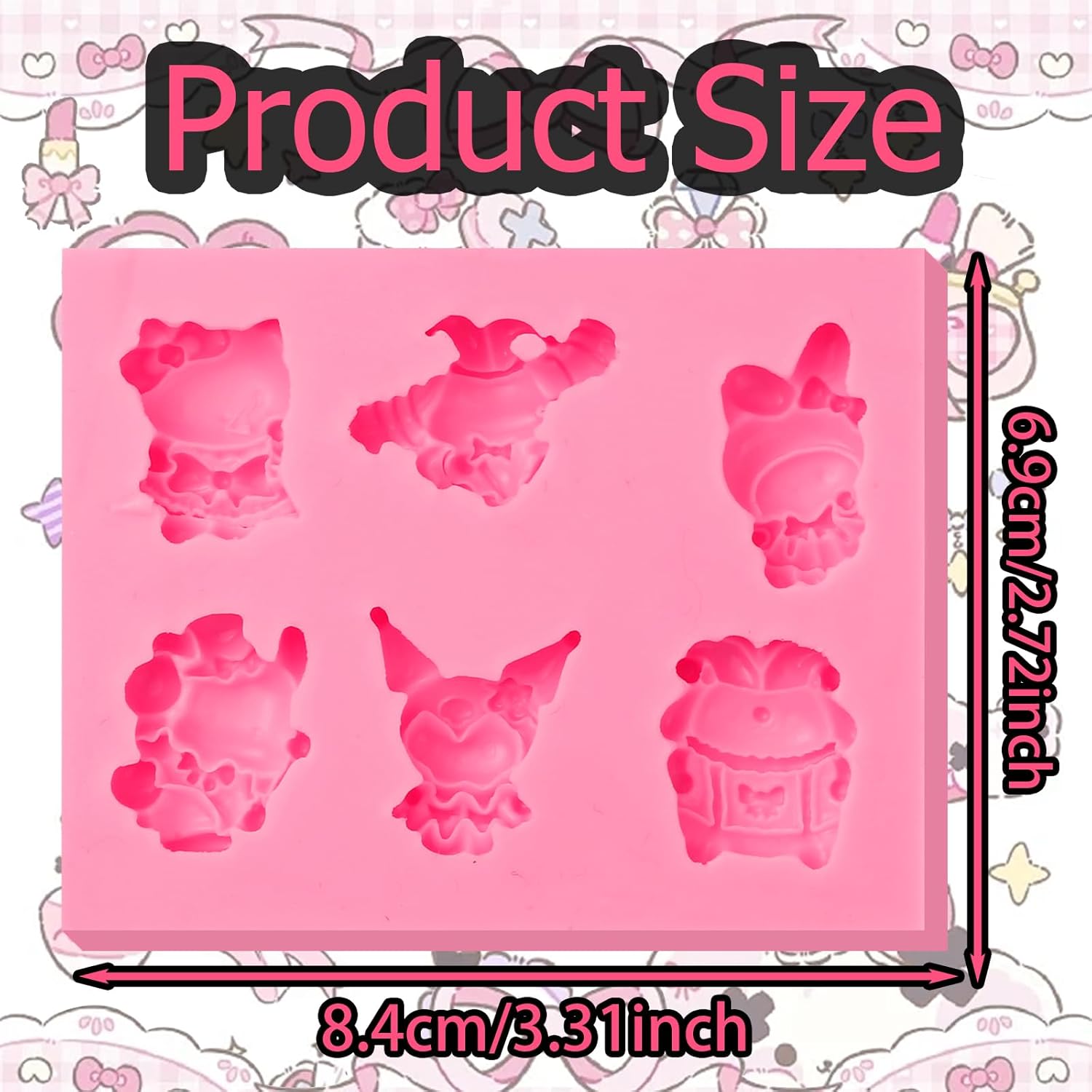 ICNYEKl Molde de silicona para decoración de pastel de dibujos animados de 6 cavidades, para hornear cocina, galletas, magdalenas, pasta de flores,