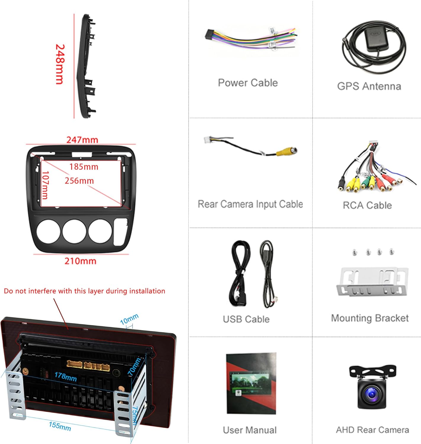 Radio de coche para Honda CRV 1997-2001 Android estéreo de coche con Carplay Android Auto, pantalla táctil de 9 pulgadas, estéreo de coche,