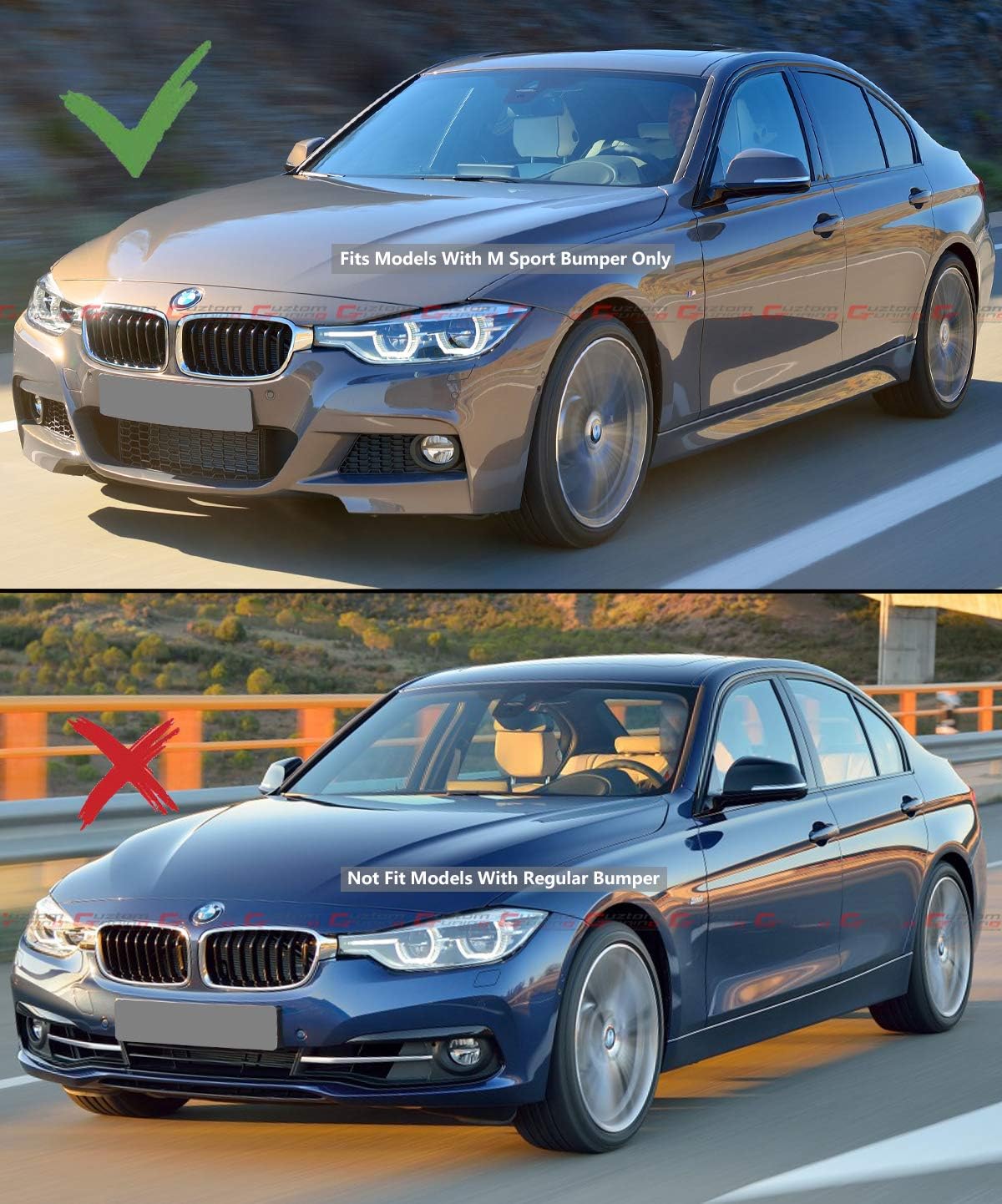 Se adapta a BMW F30 F31 Serie 3 Sedan y Wagon 2012-2018 con kit de alerón delantero M Sport Performance – Acabado negro mate