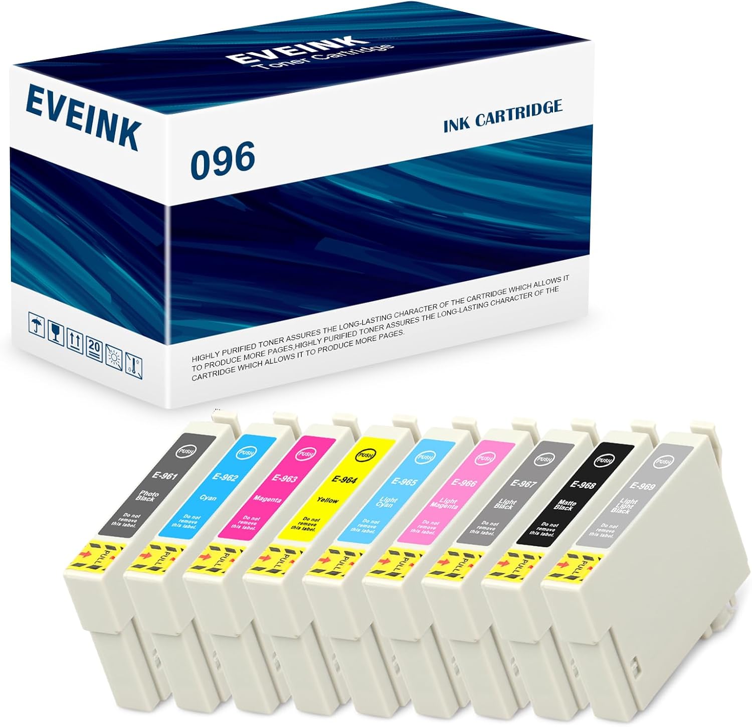 96 T0961 Cartucho de tinta de repuesto para Epson T096 96 Cartuchos de tinta para impresora Epson Stylus Photo R2880 (9 unidades)