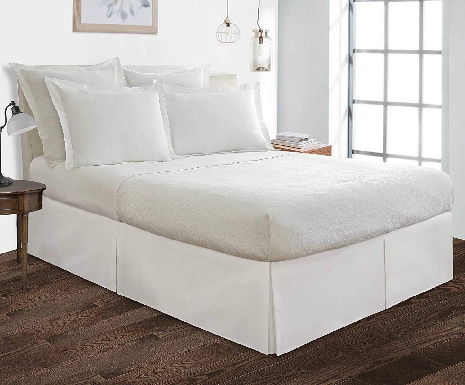Comfort Beddings – Falda de cama tamaño King, estilo plisado, 100% tela de mezcla de algodón, ajuste a medida de alta calidad, 1 falda de cama