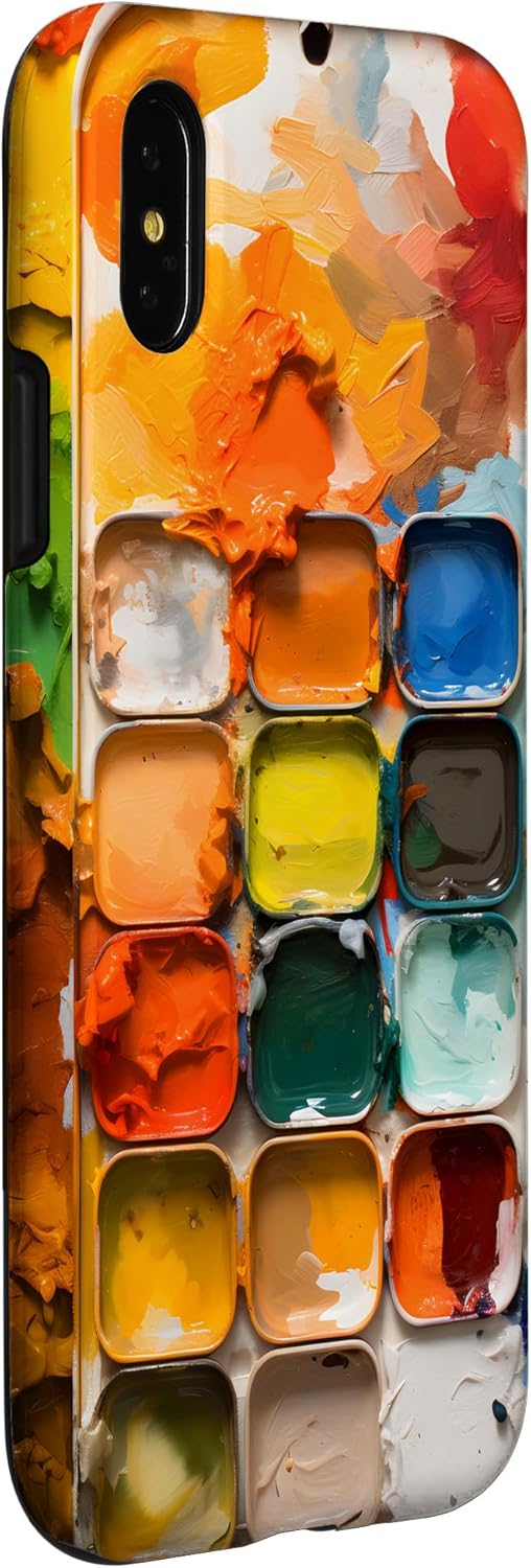 Paleta de pinturas y pintura de acuarela para iPhone XXS, estuche colorido para pintor artista
