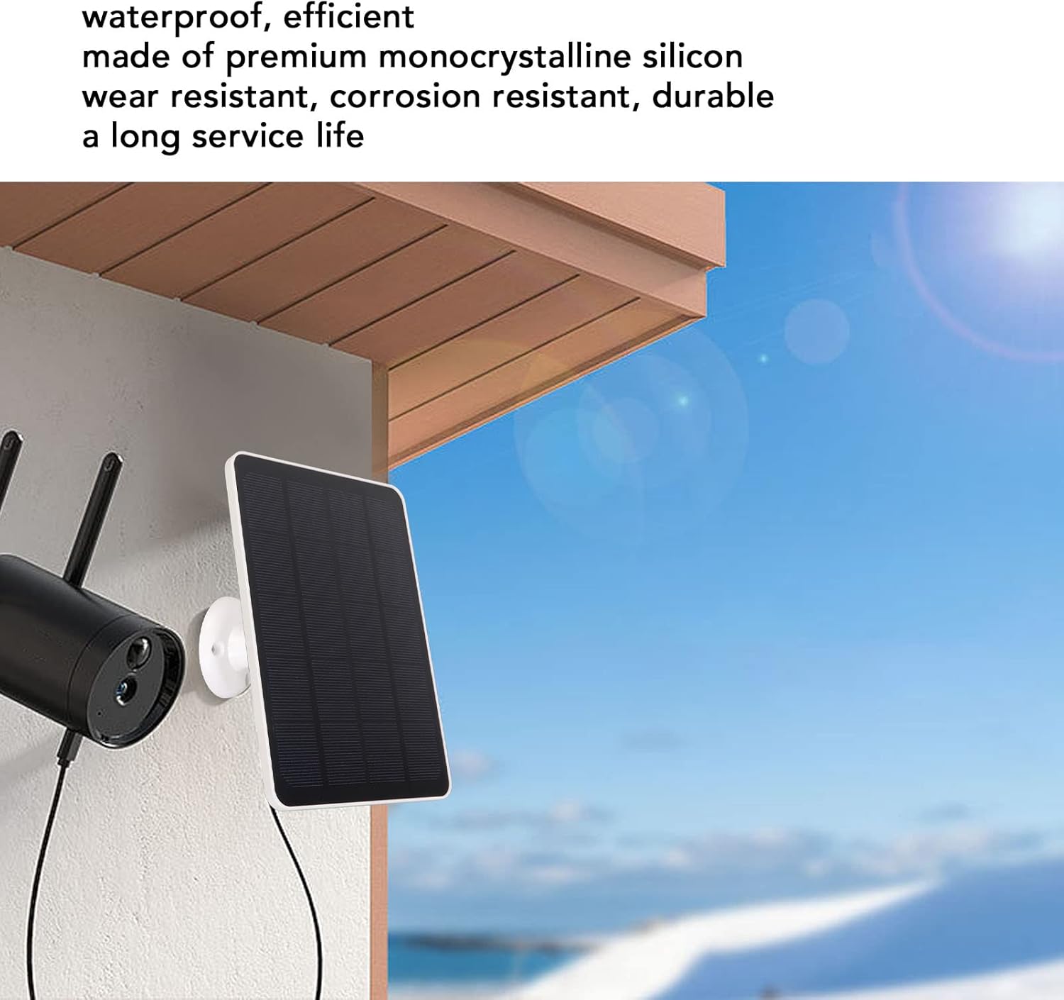 Panel solar para cámara de seguridad, para cámara de seguridad DC 5V, cargador de cámara impermeable IP65, cámara de vigilancia con batería