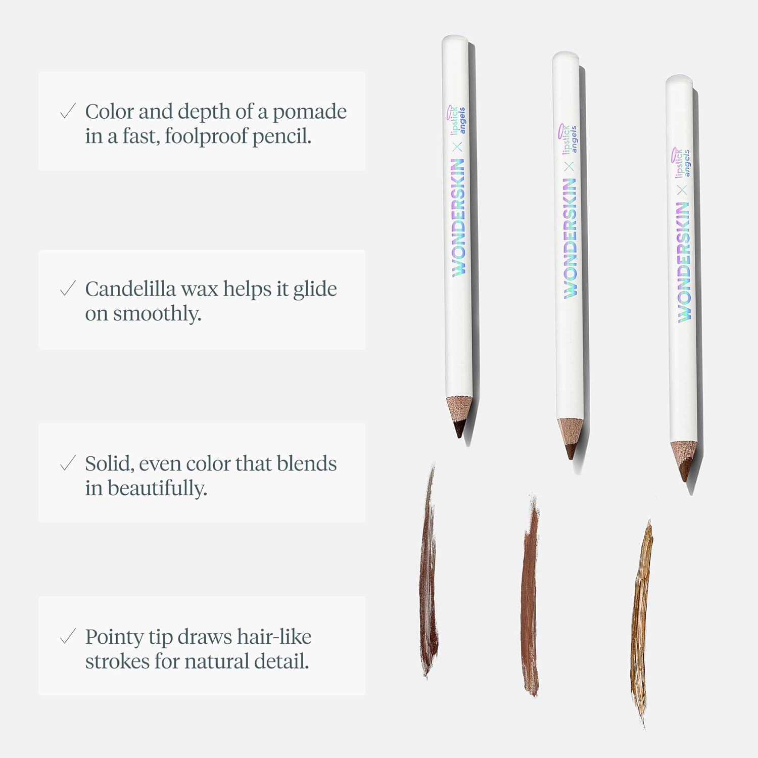 WONDERSKIN Lápiz de cejas, lápiz de cejas de larga duración, pomada de cejas para cejas de aspecto natural, revolucionario lápiz de cejas (rubio)
