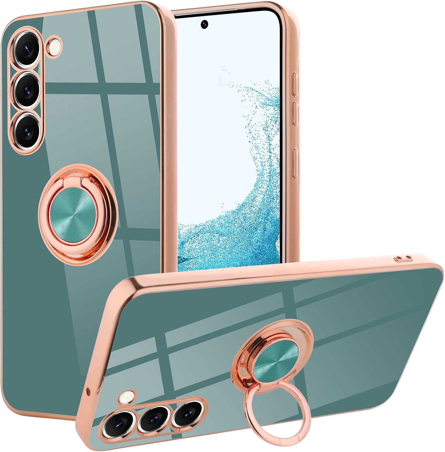MOWIME Funda diseñada para Samsung Galaxy S23 Plus 5G, cubierta protectora delgada y flexible con soporte de anillo de teléfono integrado con