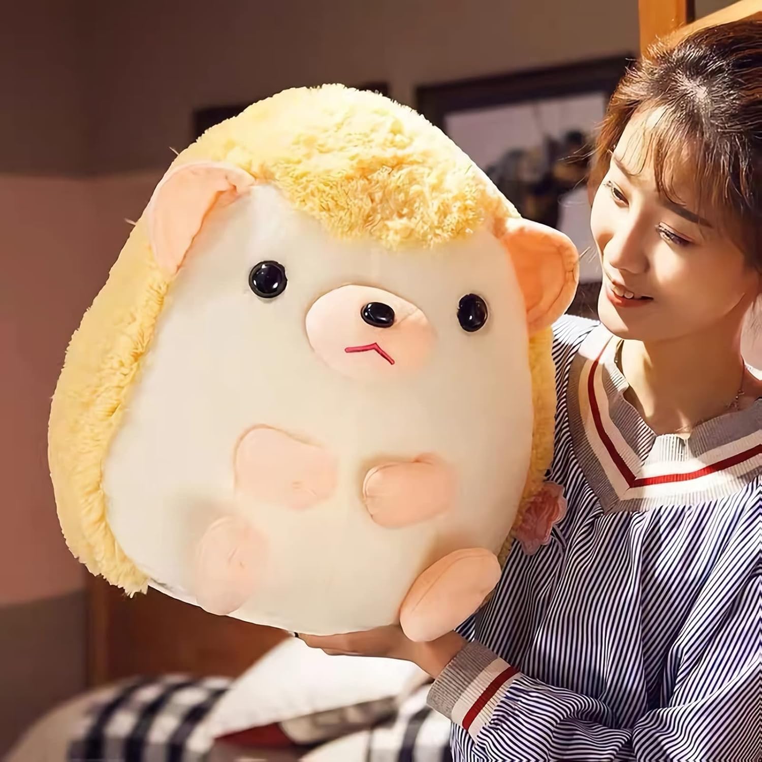 Almohada corporal de peluche de erizo linda, almohada de peluche de erizo kawaii, muñecas de almohada de erizo gordito, juguetes de felpa súper