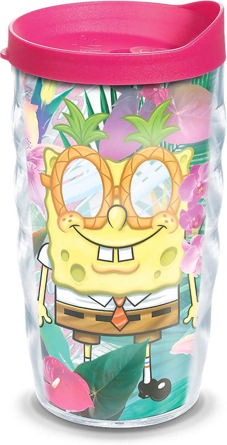Tervis Nickelodeon – Vaso aislado de doble pared de Bob Esponja hecho en Estados Unidos mantiene las bebidas frías y calientes, 10 onzas, ondulado,