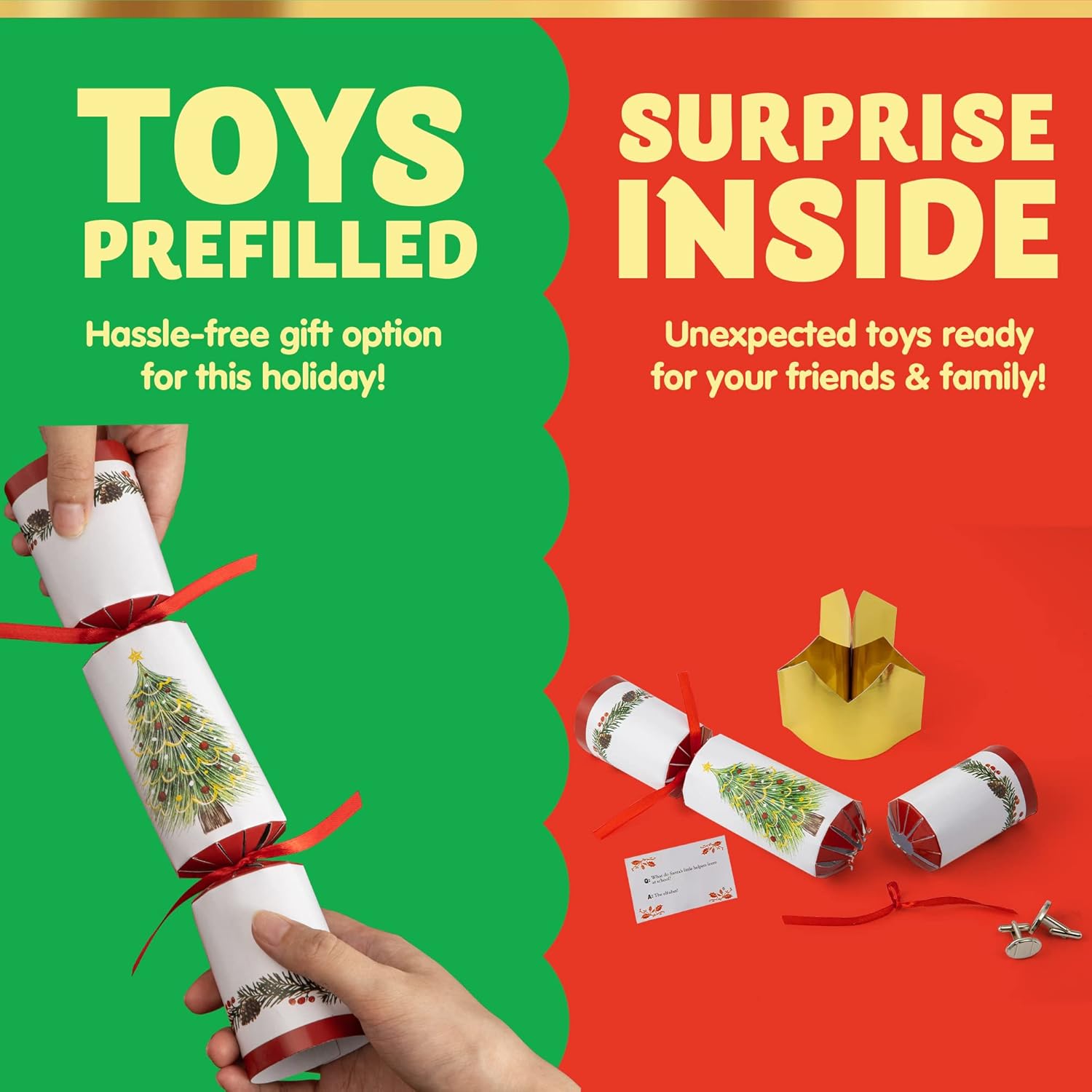 JOYIN Paquete de 8 recuerdos de fiesta de diseño clásico de Navidad, recuerdos de mesa de fiesta sin broches para regalo de Navidad, Navidad,