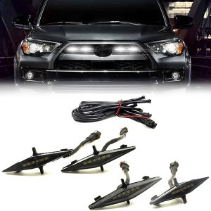 Paquete de 4 luces LED para parrilla delantera de automóvil con arnés, 3.7 x 0.59 pulgadas, rejilla delantera Raptor, accesorios para automóvil, Paquete de 4 luces LED para parrilla delantera de automóvil con arnés, 3.7 x 0.59 pulgadas, rejilla delantera Raptor, accesorios para automóvil,