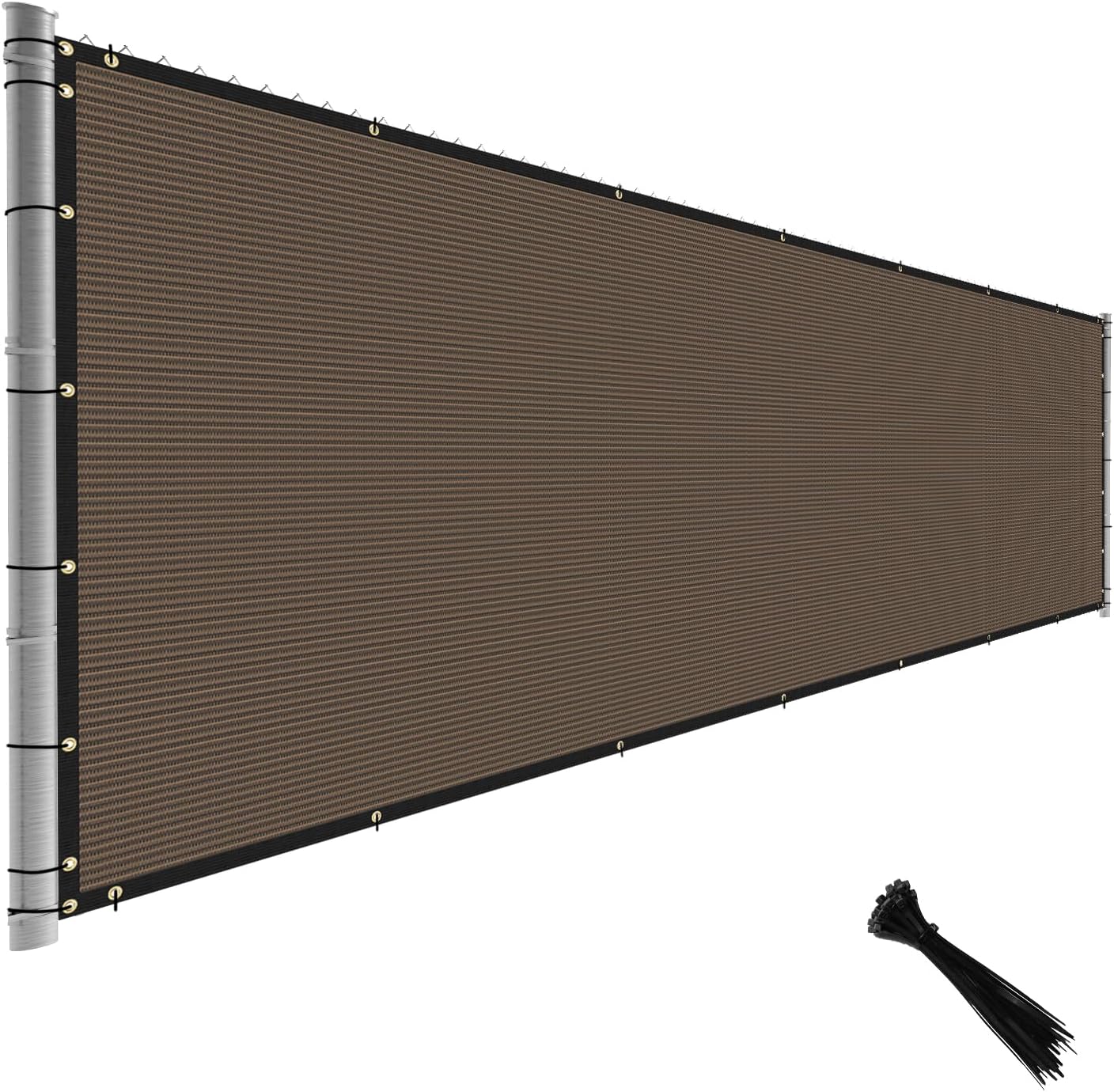 Vallado de latón marrón con una franja negra para privacidad comercial, 130 GSM (tamaños personalizados disponibles)