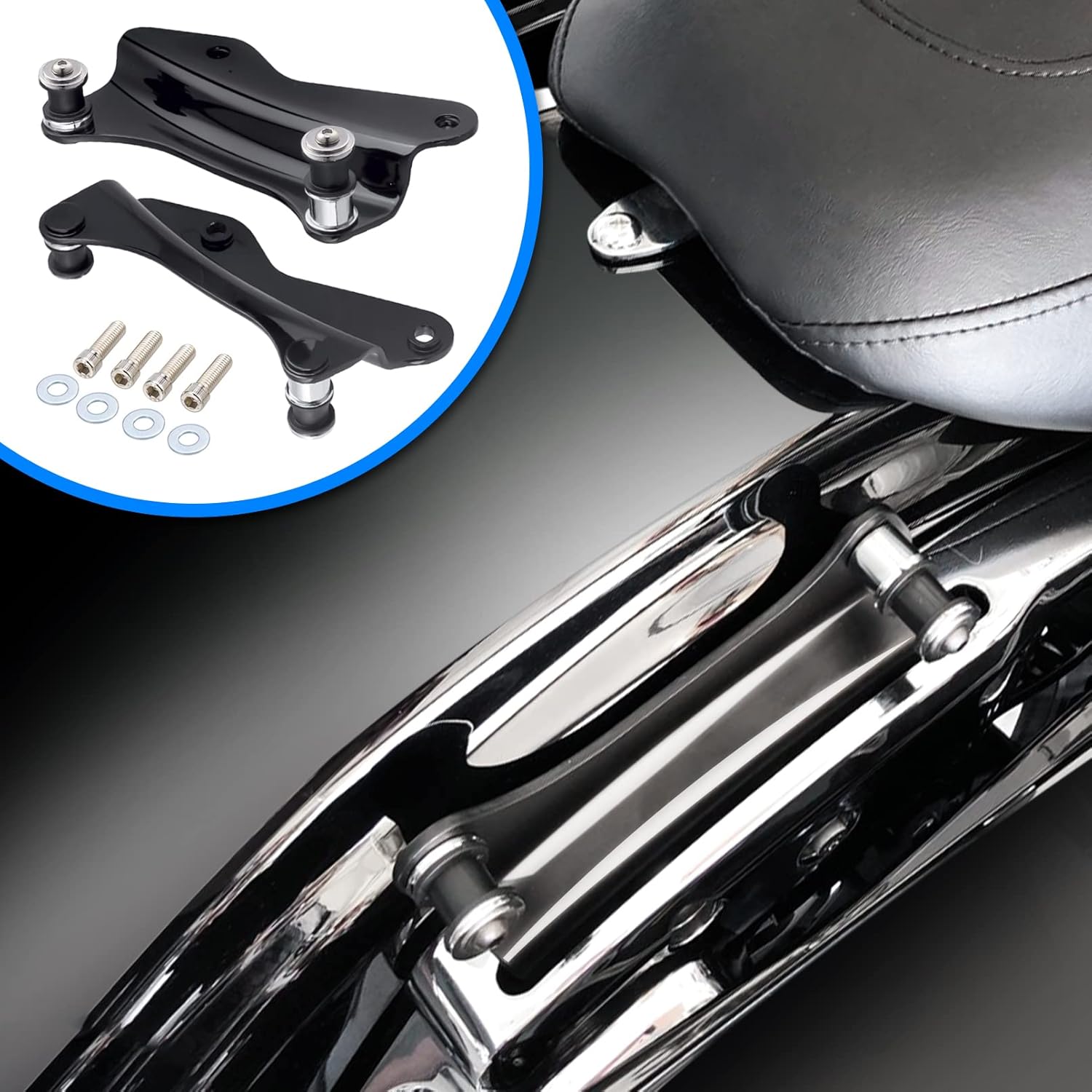 Benlari Kit de accesorios de acoplamiento de 4 puntos negro brillante 2014-2024 compatible con Harley Davidson Touring Street Glide Road Glide