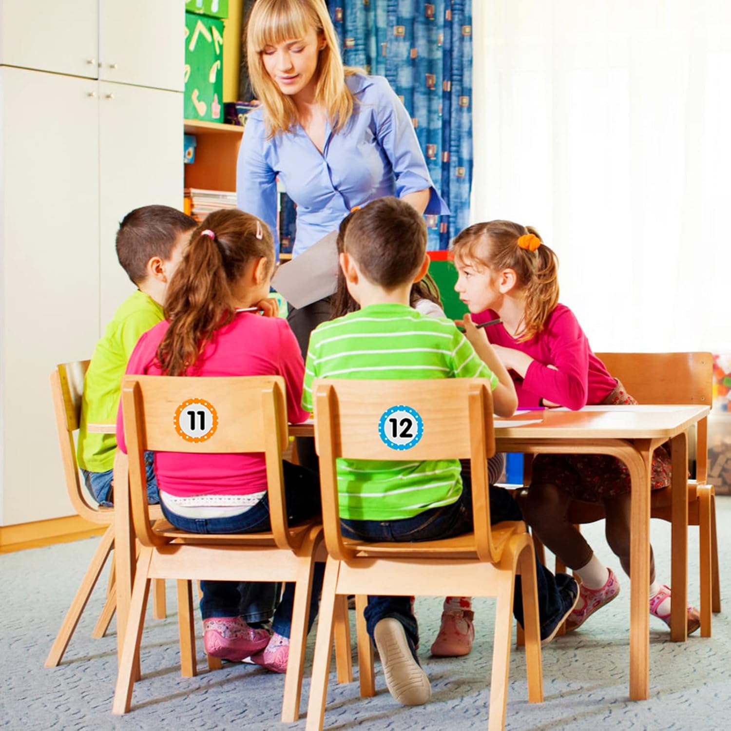 58 calcomanías de vinilo autoadhesivas de 4 pulgadas para el aula, marcadores multicolores para el aula, para preescolar y jardín de infantes,