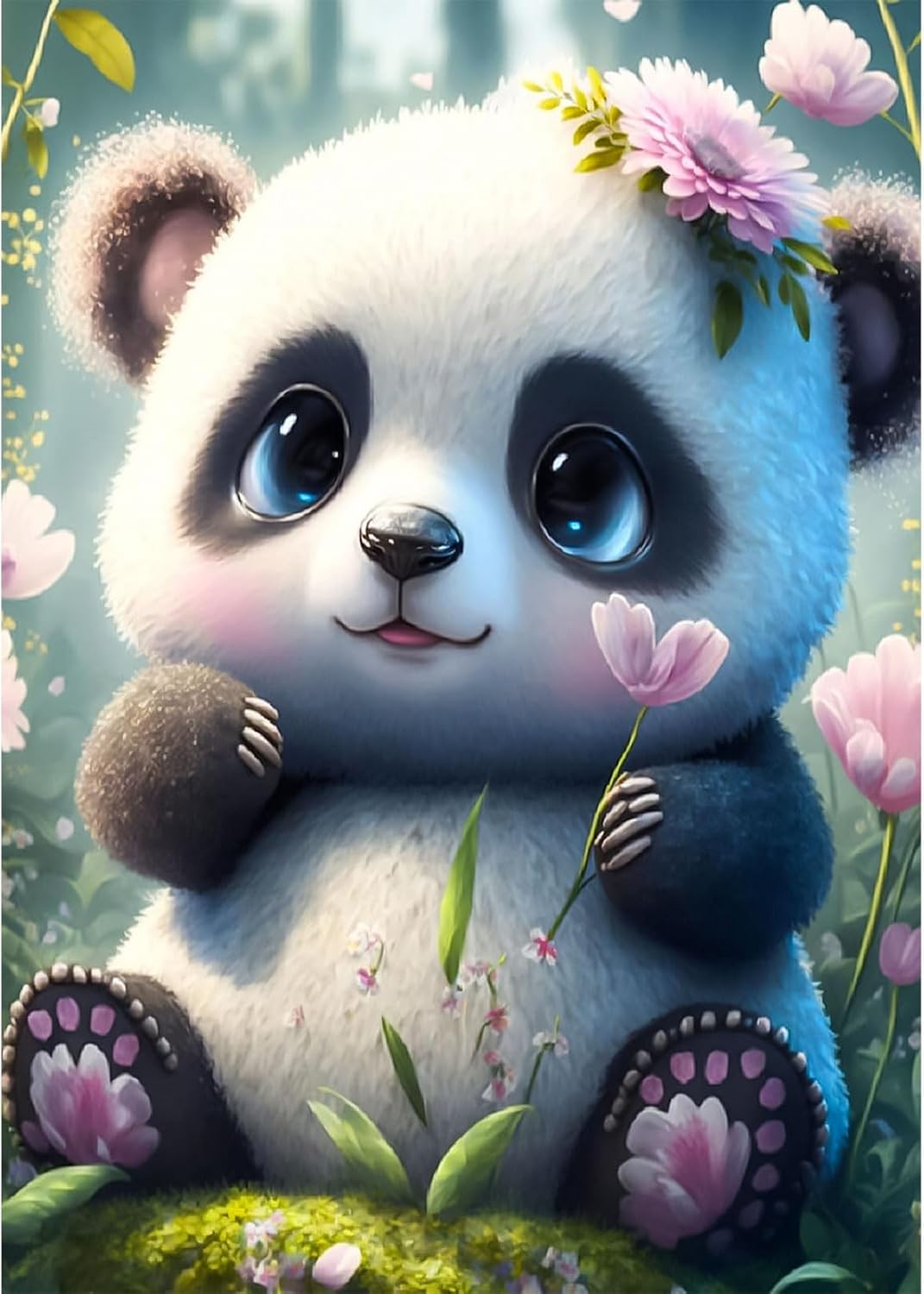 EOBROMD Kits de pintura de diamante panda para adultos, kits de pintura de diamante 5D para niños principiantes, pintura de bricolaje con puntos de