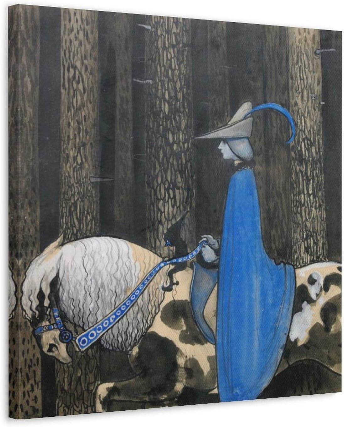 Pintura Al Óleo Clásica Famosa, Ilustración De Cuento De Hadas Montando Por El Bosque Por John Bauer Póster Pintura Decorativa Lienzo Póster de