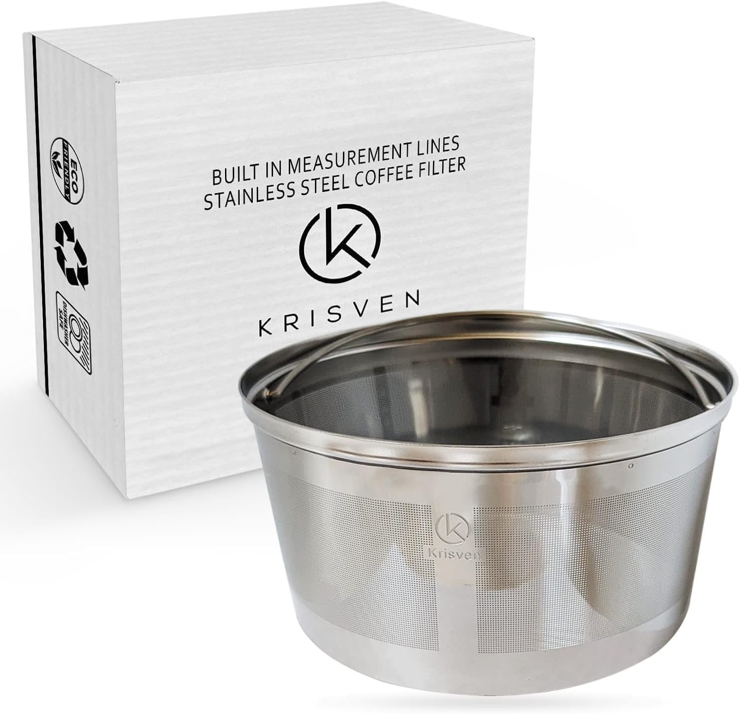 Cesta de filtro de café reutilizable con líneas de medición, filtro de café de metal permanente de acero inoxidable, compatible con muchas cafeteras