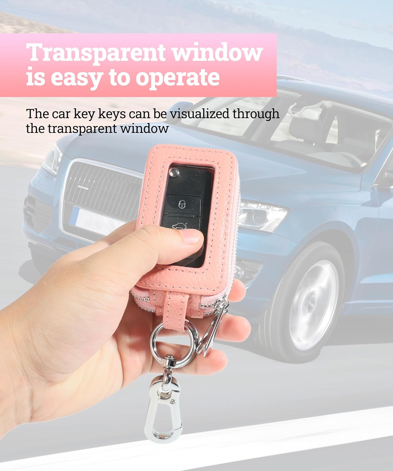 Zlirfy Funda para llave de automóvil, soporte para llave de automóvil, funda de cuero para llavero de automóvil, accesorio para automóvil, protector