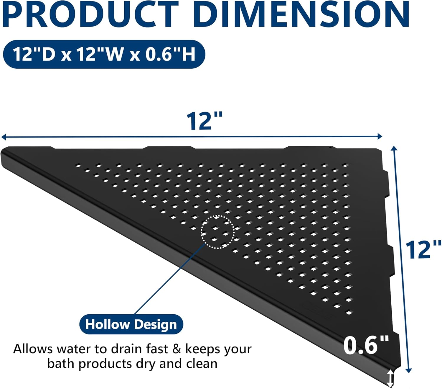 Neodrain Juego de 2 estantes esquineros de pared de color negro mate de 12 pulgadas, estantes de esquina flotantes para pared, estantes de