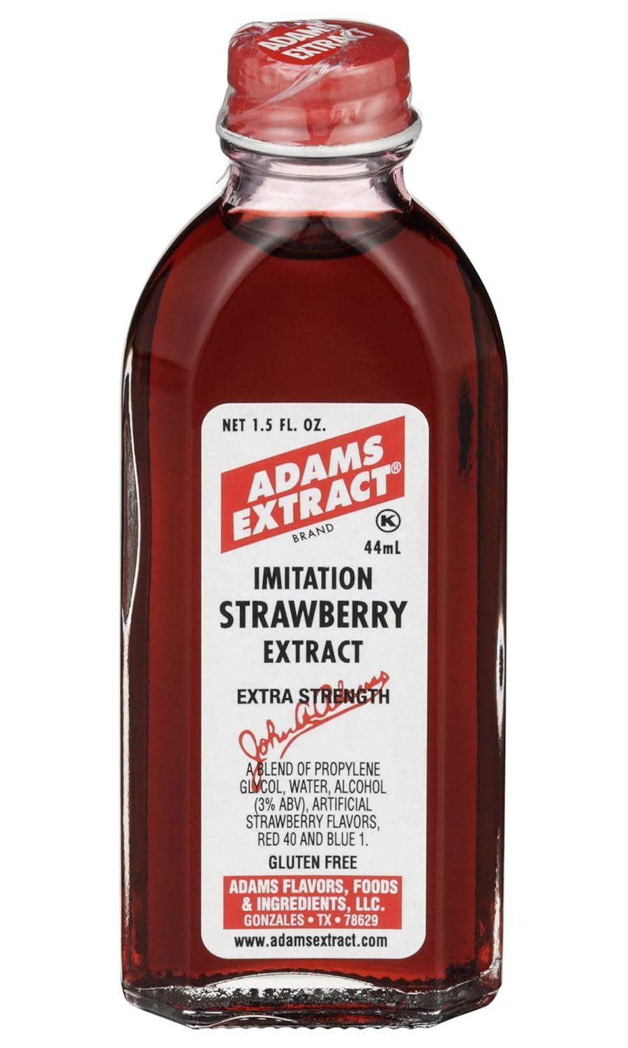 Adams Extract Extracto de fresa de imitación, extra fuerte, sin gluten, botella de vidrio de 1.5 onzas líquidas (paquete de 3)