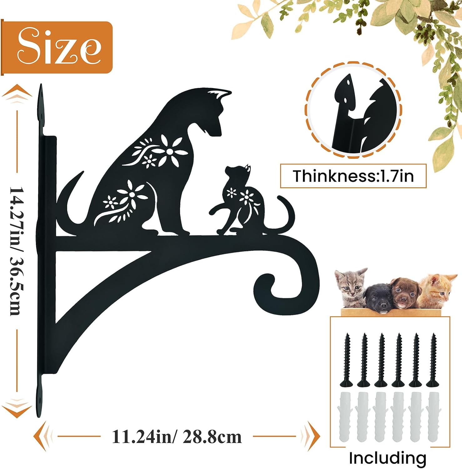 Perchas colgantes para plantas al aire libre, hierro resistente, diseño decorativo de gato y perro, soporte para plantas colgantes, gancho para