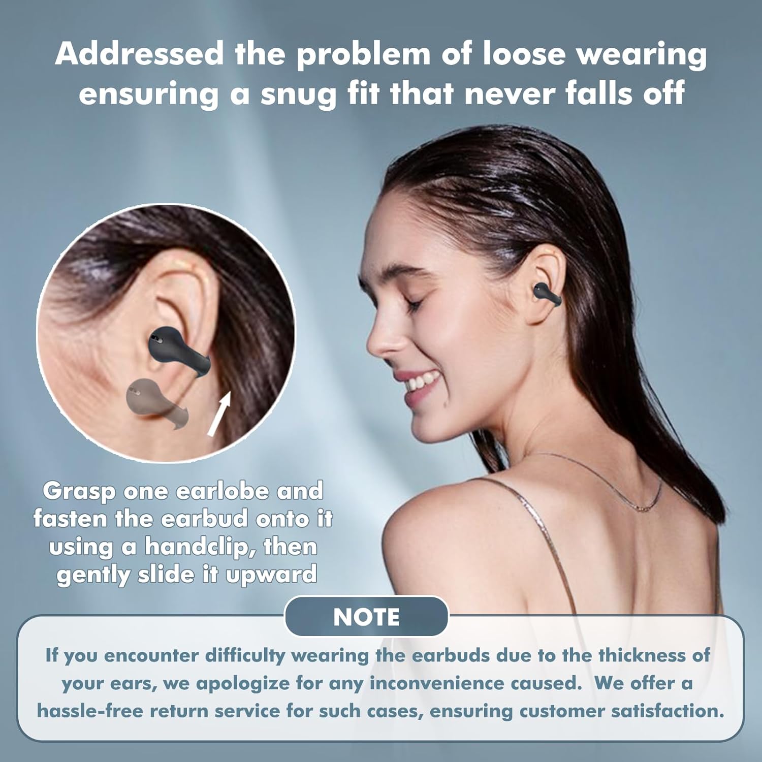 Clips para los oídos, auriculares de conducción ósea para canales auditivos pequeños, auriculares abiertos Bluetooth con ganchos para los oídos,