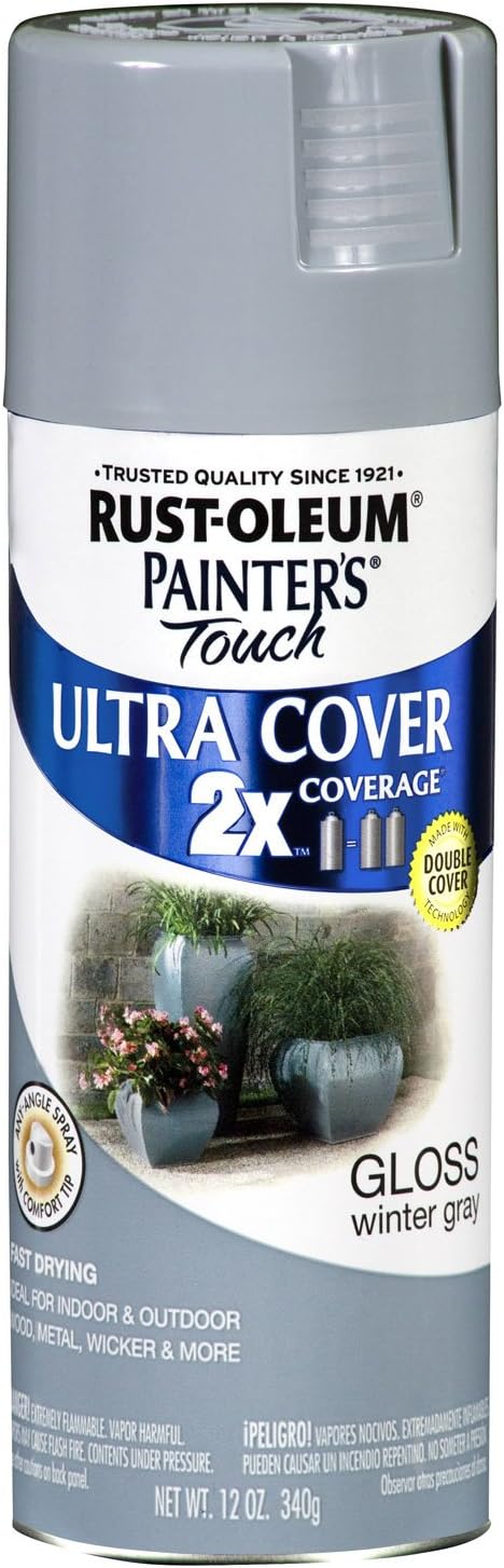 Painter’s Touch Pintura en aerosol brillante con cubierta gris invernal de 12 onzas (2 unidades) Juego de 6