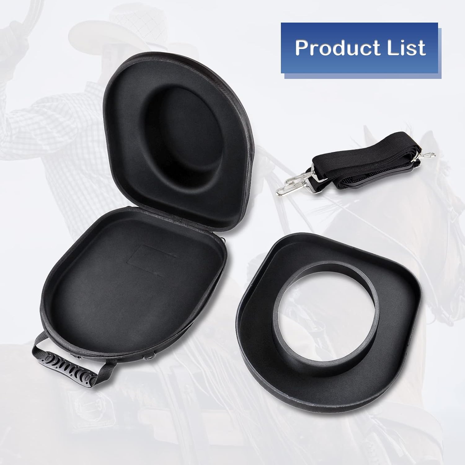 Estuche de viaje para vaquero, Fedora, Panamá, caja rígida para sombrero de viaje, equipada con asa de transporte, correa para el hombro, correa de